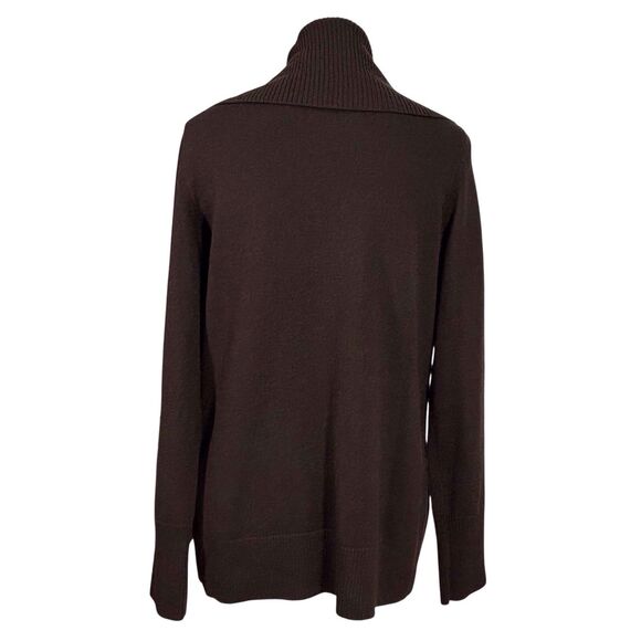 Talbots Merino Wool Cardigan Shawl Neck Large Brown Cozy Sweater Winter - Picture 7 of 9